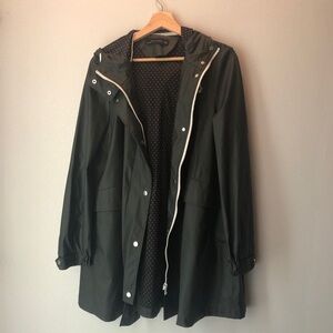 Zara | M | Rubberized Black Hooded Women's Rain Jacket